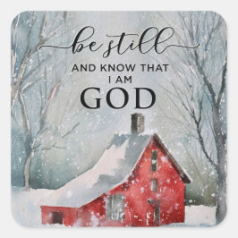 Pegatina Cuadrada Salmo 46:10 Quédate quieto y sé que soy la nieve d