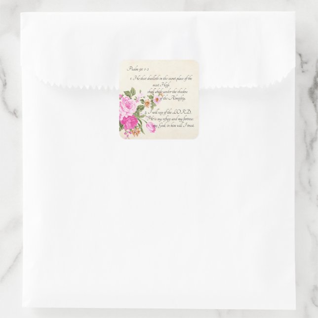 Pegatina Cuadrada Salmo 91:1-2 (Bolso)