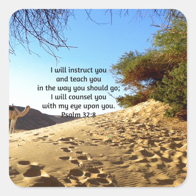 Pegatina Cuadrada Salmo de la cita Inspiradora entre la biblia y la  (Anverso)