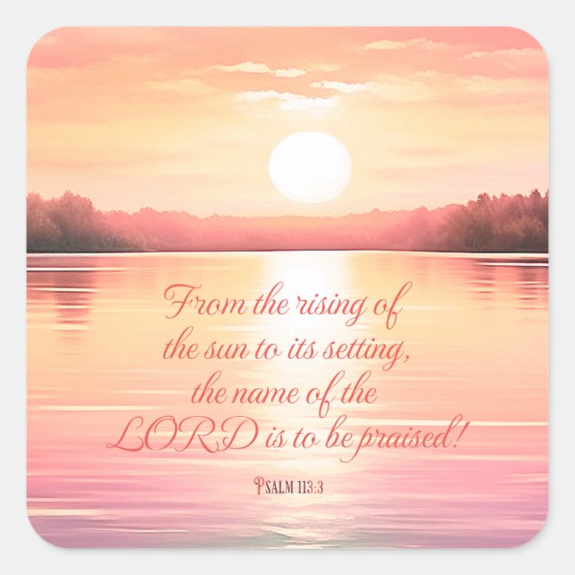 Pegatina Cuadrada Salmo de la Escritura 113:3 (Anverso)