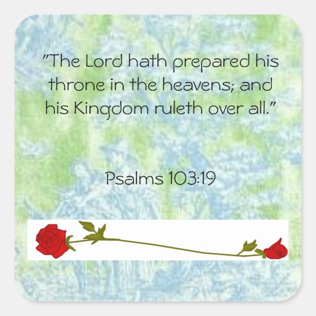Pegatina Cuadrada Salmos 103:19 pegatinas de las escrituras (Anverso)