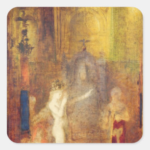Pegatina Cuadrada Salomón bailando antes de Herodes, c.1876