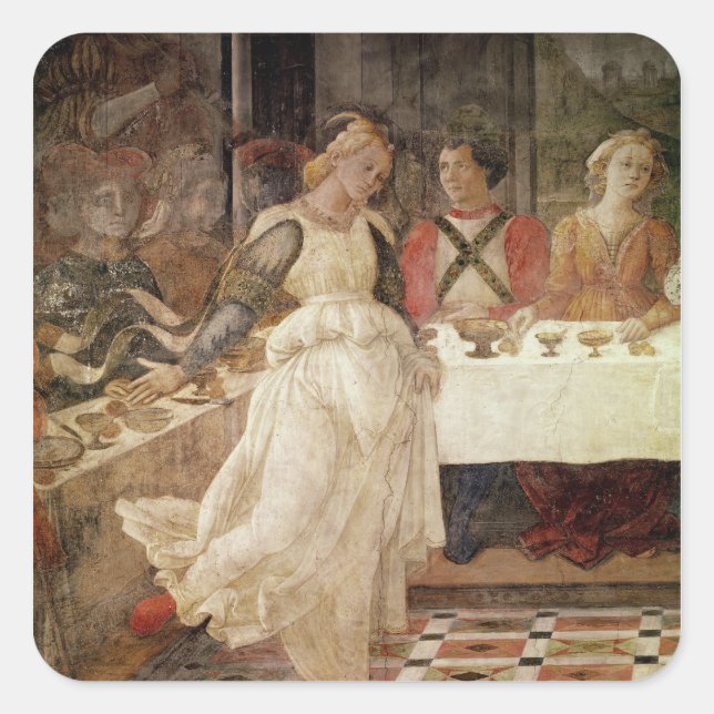 Pegatina Cuadrada Salomón bailando en la fiesta de la sangre (Anverso)