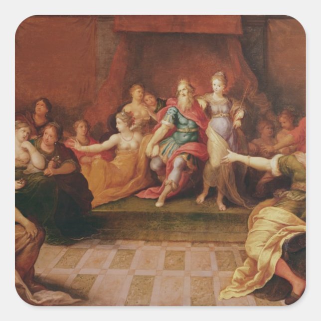 Pegatina Cuadrada Salomón y sus mujeres (Anverso)