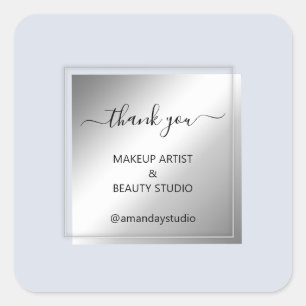Pegatina Cuadrada Salón de belleza de maquillaje Gracias Marco Plate