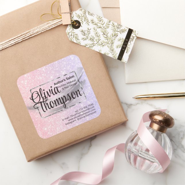 Pegatina Cuadrada Salón de belleza Pearl Silver (Regalar)