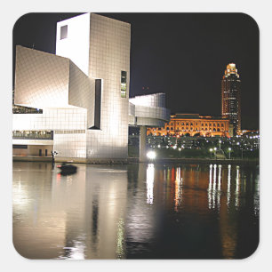 Pegatina Cuadrada Salón de la Fama y el Museo del Rock and Roll, Cle