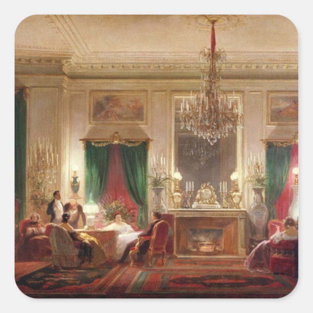 Pegatina Cuadrada Salón de la Princesa Mathilde Bonaparte (Anverso)