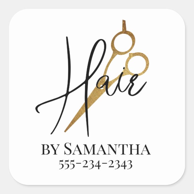Pegatina Cuadrada Salón de peluquería personalizado con estilo de pe (Anverso)