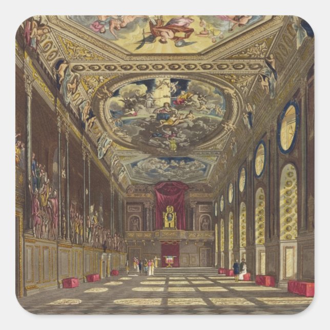 Pegatina Cuadrada Salón de San Jorge, Castillo de Windsor, de 'Royal (Anverso)