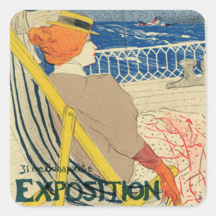 Pegatina Cuadrada Salon des Cents de Toulouse Lautrec, Art Nouveau