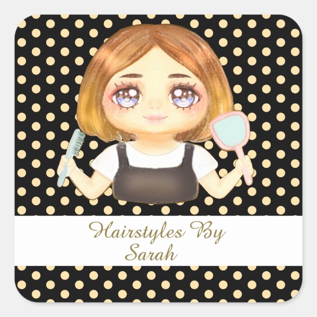 Pegatina Cuadrada Salon Hairstylist (Anverso)