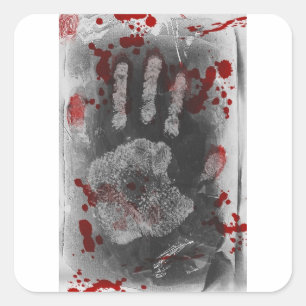 Pegatina Cuadrada Salpicadura Handprint de la sangre