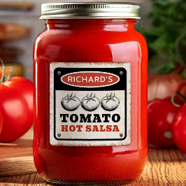 Pegatina Cuadrada Salsa caliente de tomate Personalizado rusto con t