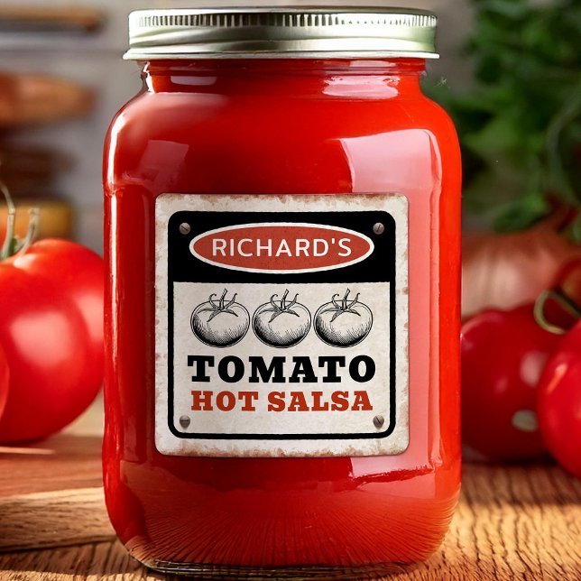 Pegatina Cuadrada Salsa caliente de tomate Personalizado rusto con t (Subido por el creador)