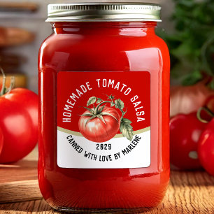 Pegatina Cuadrada Salsa casera de tomate con tomate rojo