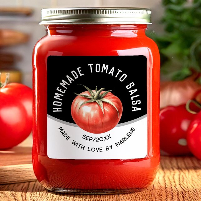 Pegatina Cuadrada Salsa casera de tomate con tomate rojo (Subido por el creador)
