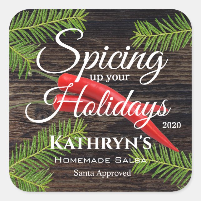 Pegatina Cuadrada Salsa casera personalizada (Anverso)