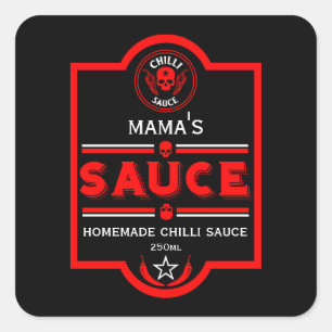Pegatina Cuadrada Salsa de chile hecha en casa