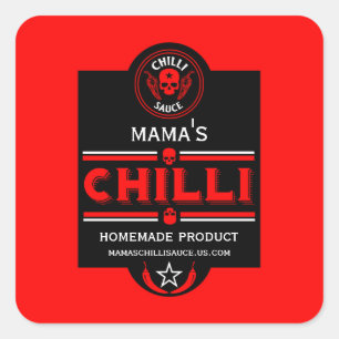 Pegatina Cuadrada Salsa de chile hecha en casa
