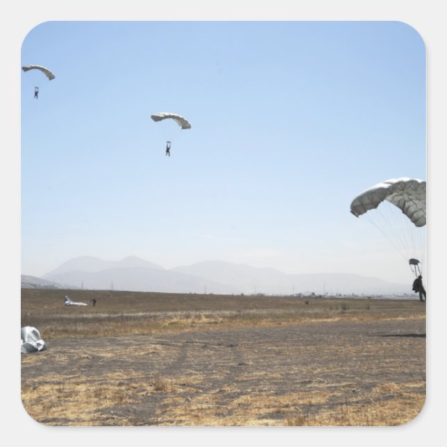 Pegatina Cuadrada Saltadores de paracaídas gratuitos (Anverso)