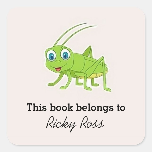 Pegatina Cuadrada Saltamontes de color verde (Anverso)