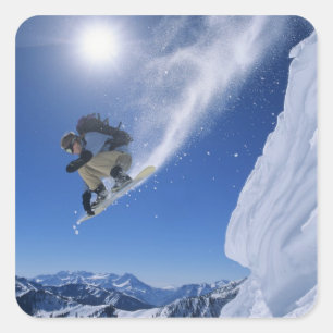 Pegatina Cuadrada Saltando al cañón del arroyo de serpientes desde C