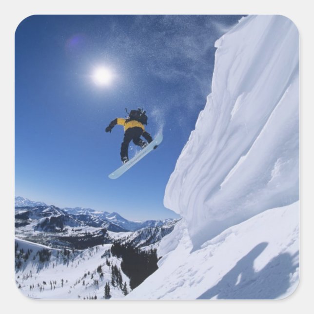 Pegatina Cuadrada Saltando al cañón del arroyo de serpientes desde C (Anverso)