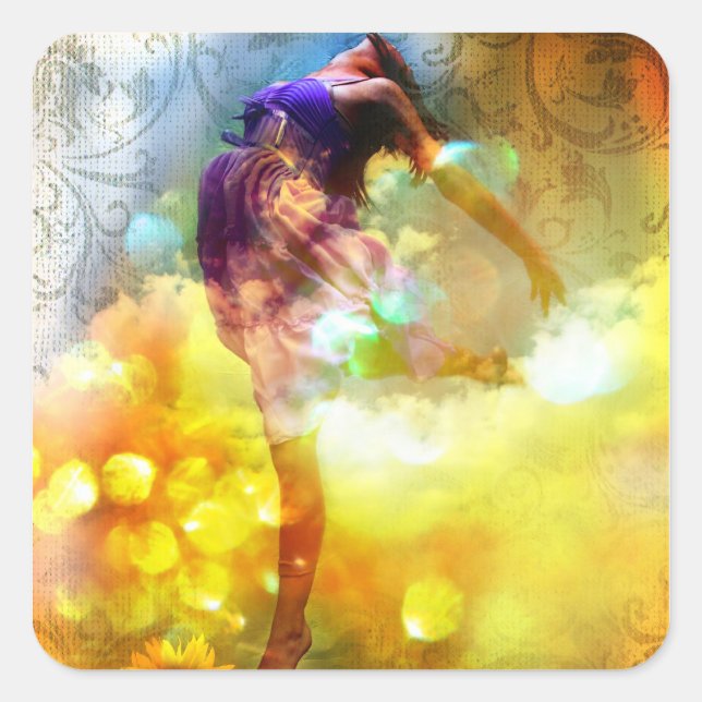 Pegatina Cuadrada Salto de fe (Anverso)