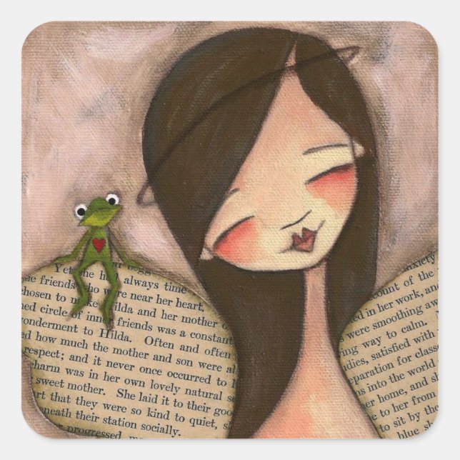 Pegatina Cuadrada Salto de Fe (Brunette) - Pegatinas (Anverso)