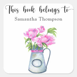 Pegatina Cuadrada Salto de flores - este libro pertenece a