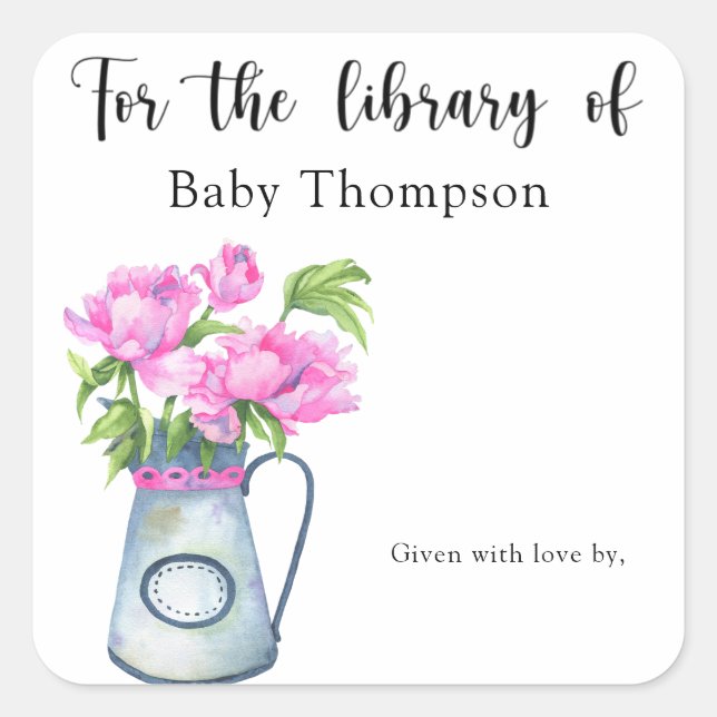 Pegatina Cuadrada Salto de flores - para la biblioteca de (Anverso)