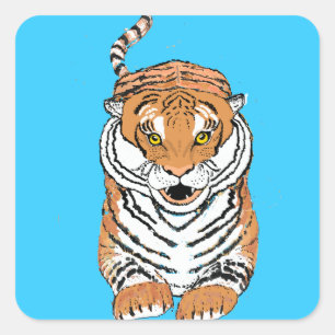 Pegatina Cuadrada Salto de productos del tigre