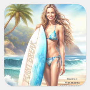 Pegatina Cuadrada salto de punto de acción chica