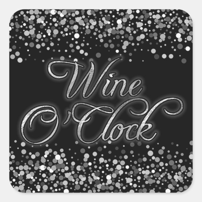 Pegatina Cuadrada Salto plateado de vino O'Clock (Anverso)