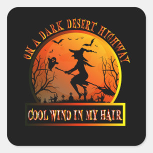 Pegatina Cuadrada Saltos De Viaje En Un Desierto Oscuro