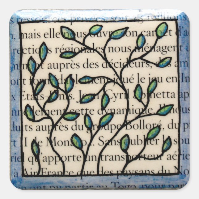 Pegatina Cuadrada Saltos en mosaico de texto francés (Anverso)
