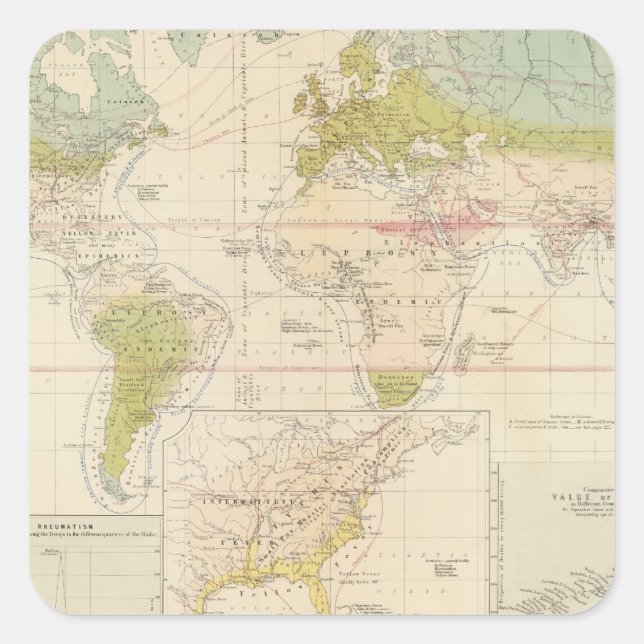 Pegatina Cuadrada Salud, enfermedad (Anverso)