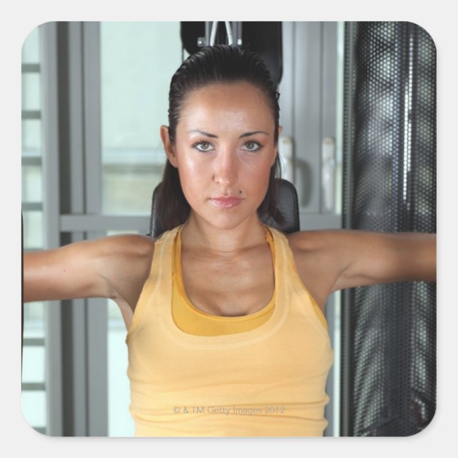 Pegatina Cuadrada Salud, gimnasia y fitness (Anverso)