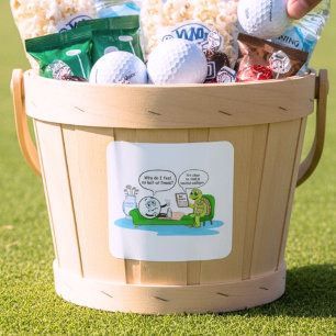 Pegatina Cuadrada Salud Mental, Mejora, Humor de Golf para Apoyo