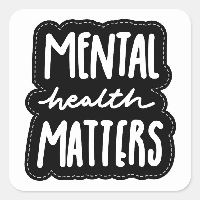 Pegatina Cuadrada Salud Mental Moderna | sé amable con tu mente (Anverso)