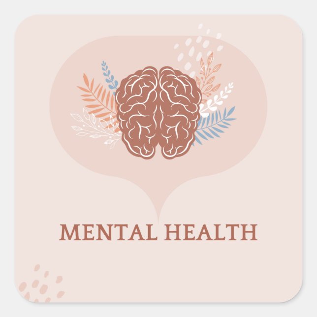 Pegatina Cuadrada Salud Mental Simple | eres suficiente | cuidado pe (Anverso)