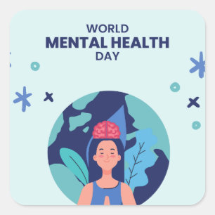 Pegatina Cuadrada Salud Mental Simple   progreso no perfección