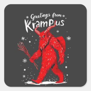 Pegatina Cuadrada Saludo de Krampus Navidad Navidad
