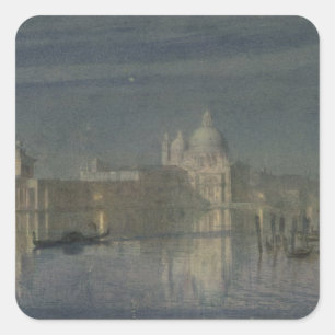 Pegatina Cuadrada Saludo de Santa María Della, Venecia, claro de