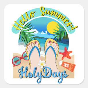 Pegatina Cuadrada Saludo verano - Holy Days