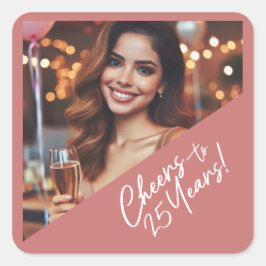 Pegatina Cuadrada Saludos a los 25 años de la fiesta de cumpleaños