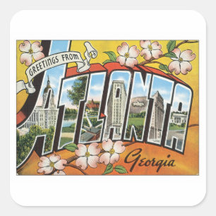 Pegatina Cuadrada Saludos de Atlanta