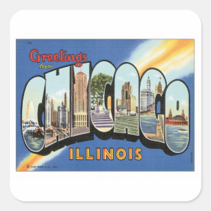 Pegatina Cuadrada Saludos de Chicago Illinois