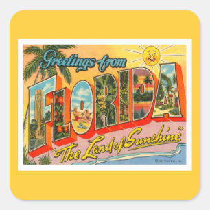 Pegatina Cuadrada Saludos de la Florida